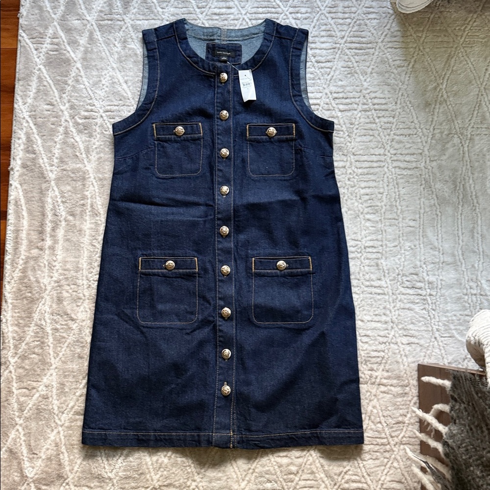 Ann Taylor Dark Blue Sleeveless Mini Dress